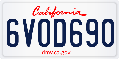 CA license plate 6VOD690