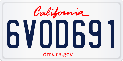 CA license plate 6VOD691