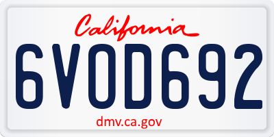 CA license plate 6VOD692