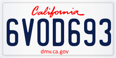 CA license plate 6VOD693