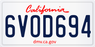 CA license plate 6VOD694