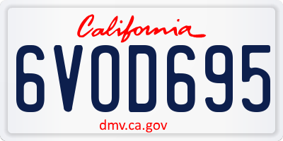 CA license plate 6VOD695