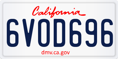 CA license plate 6VOD696