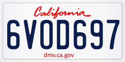 CA license plate 6VOD697