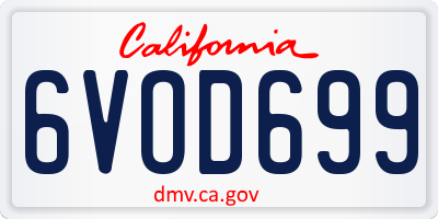 CA license plate 6VOD699