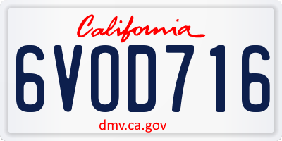 CA license plate 6VOD716