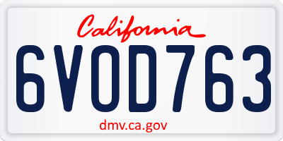 CA license plate 6VOD763