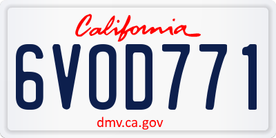 CA license plate 6VOD771