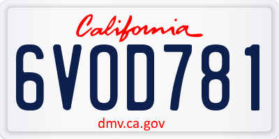 CA license plate 6VOD781