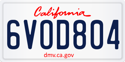 CA license plate 6VOD804