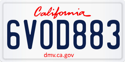 CA license plate 6VOD883