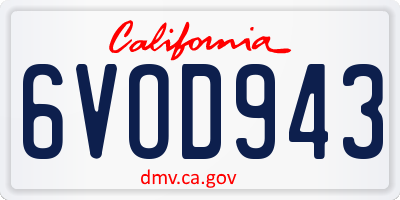 CA license plate 6VOD943