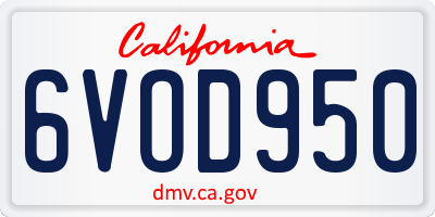 CA license plate 6VOD950