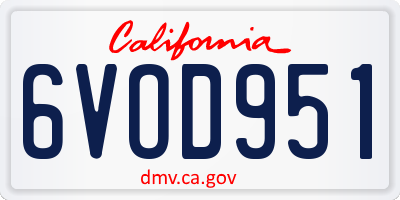 CA license plate 6VOD951