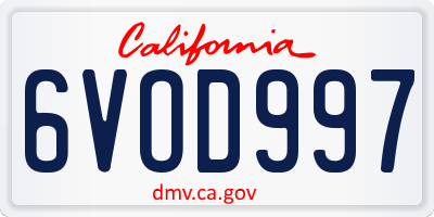 CA license plate 6VOD997