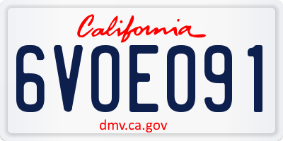 CA license plate 6VOE091