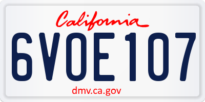 CA license plate 6VOE107