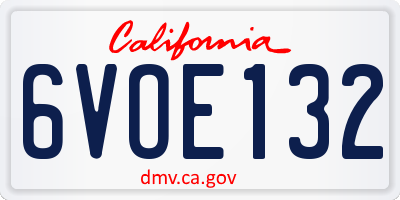 CA license plate 6VOE132