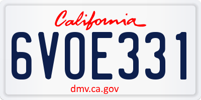CA license plate 6VOE331