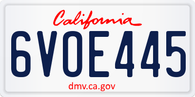 CA license plate 6VOE445