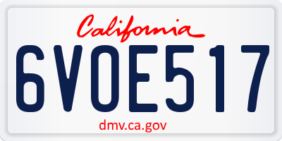 CA license plate 6VOE517