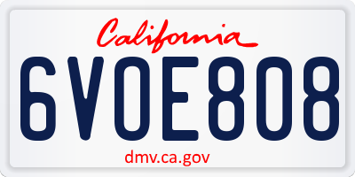 CA license plate 6VOE808