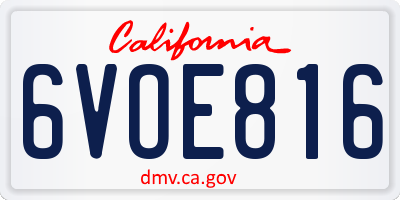 CA license plate 6VOE816