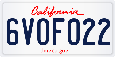 CA license plate 6VOF022