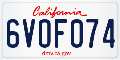 CA license plate 6VOF074