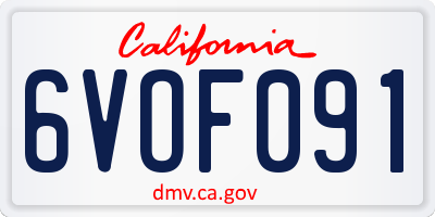 CA license plate 6VOF091