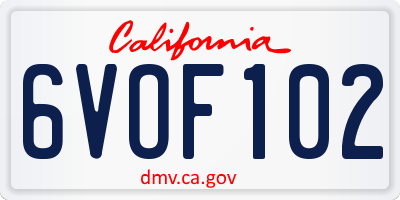 CA license plate 6VOF102