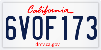 CA license plate 6VOF173