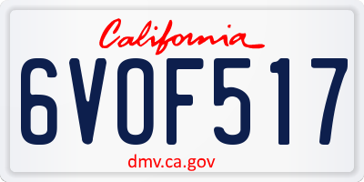 CA license plate 6VOF517