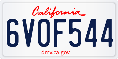 CA license plate 6VOF544