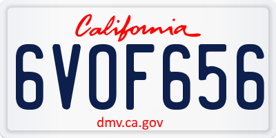 CA license plate 6VOF656