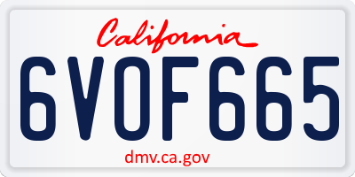CA license plate 6VOF665