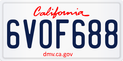 CA license plate 6VOF688
