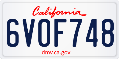 CA license plate 6VOF748