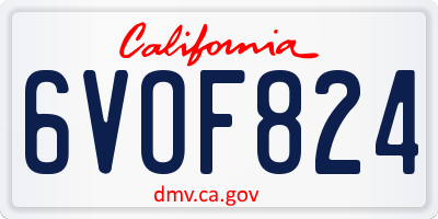 CA license plate 6VOF824