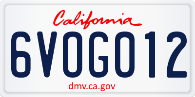 CA license plate 6VOG012