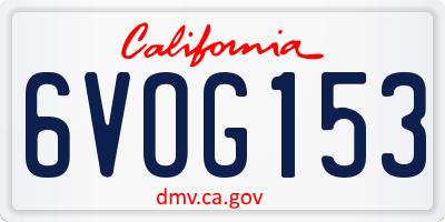 CA license plate 6VOG153