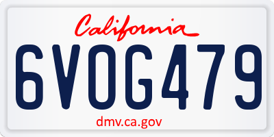 CA license plate 6VOG479