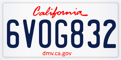 CA license plate 6VOG832