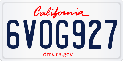 CA license plate 6VOG927