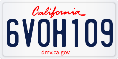 CA license plate 6VOH109