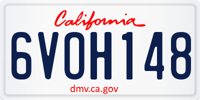 CA license plate 6VOH148