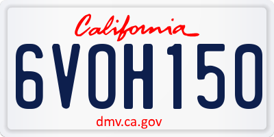 CA license plate 6VOH150
