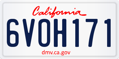 CA license plate 6VOH171