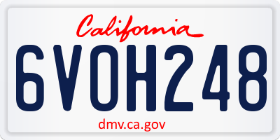 CA license plate 6VOH248