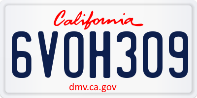 CA license plate 6VOH309